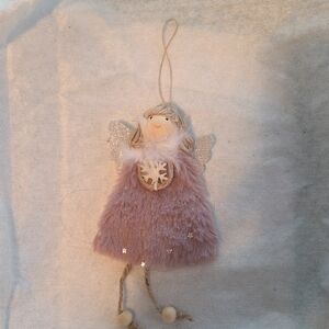 Purple Angel Ornament with Glitter Wings